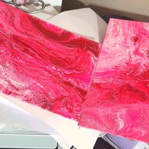 2 gorgeous handmade acrylic pours w/cells